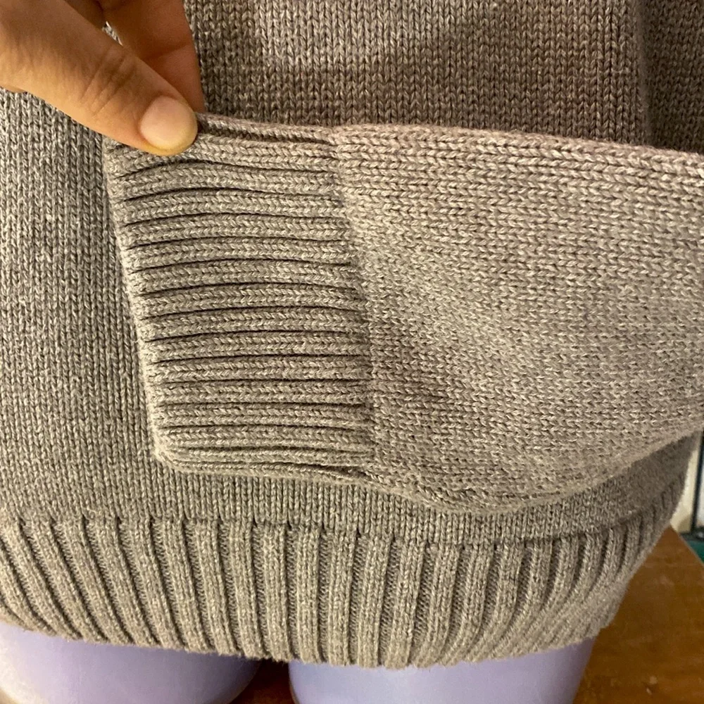 Chaps Gray Heathered Cardigan Sweater with Shawl Collar